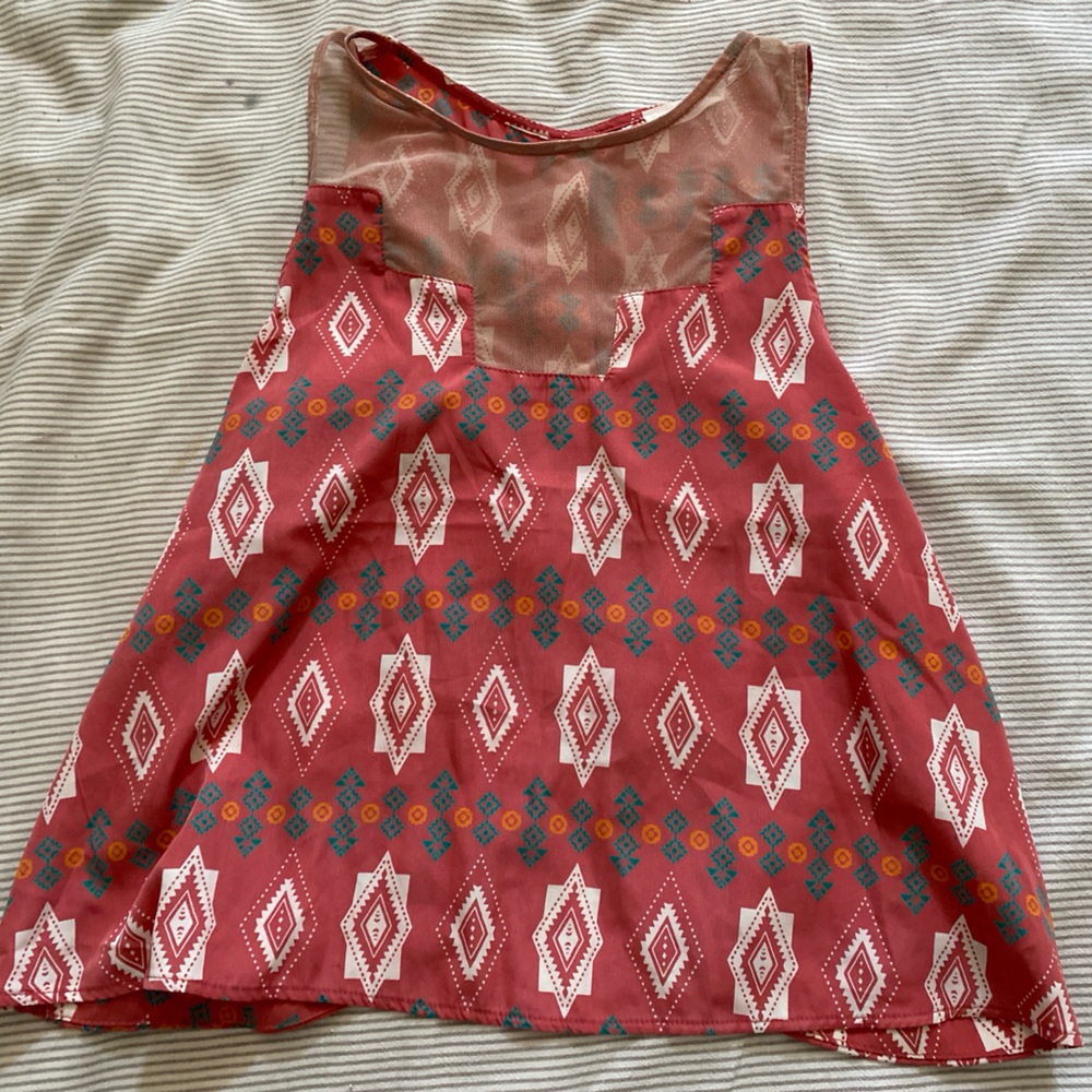 patterned pink tank top from Lush, size S